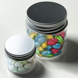 Plastic cans with aluminum lids