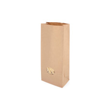Pastry bag Brown with PE barrier and window 130x76x307 mm, 50-pack