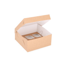 Cupcake box for 6 cupcakes with custom-made insert 210x210x100 mm Brown (10-pack)