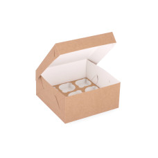 Cupcake box for 9 cupcakes with custom-made insert 210x210x100 mm Brown (10-pack)