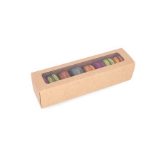 Macaron box with window 200x50x50 mm Natural brown (100-pack)