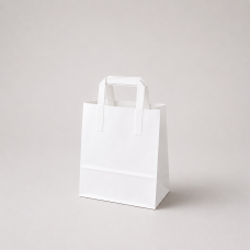 Paper bag with flat handles in kraft paper 180x80x220 mm white (500-pack)