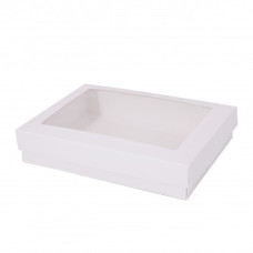 Sober-series box and lid window 159x112x32 mm white (100-pack)