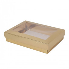 Sober-series box and lid window 159x112x32 mm gold (100-pack)