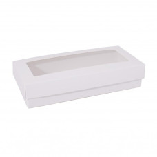 Sober-series box and lid window 159x78x25 mm white (100-pack)
