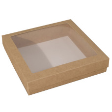 Sober-series box and lid window 125x125x32 mm natural brown (100-pack)
