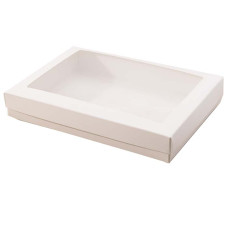Sober-series box and lid window 220x160x32 mm white (100-pack)