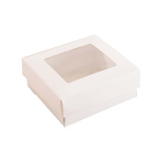 Sober-series box and lid window 78x82x25 mm white (100-pack)