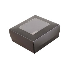 Sober-series box and lid window 78x82x25 mm black (100-pack)