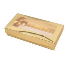 Sober-series box and lid window 159x78x32 mm gold (100-pack)