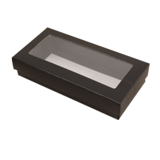 Sober-series box and lid window 159x78x25 mm black (100-pack)