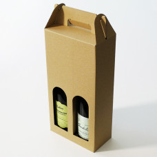 Bottle box window 170x88x340mm natural brown 2 bottles (50-pack)
