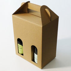 Bottle box window 256x176x360mm natural brown 6 bottles (15-pack)
