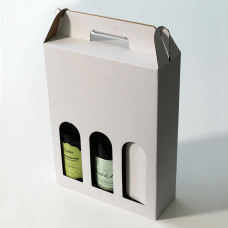 Bottle box window 256x88x340mm white 3 bottles (50-pack)