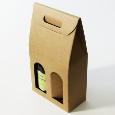 Bottle box window 180x90x385mm natural brown 2 bottles (30-pack)