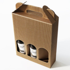 Bottle box window 222x70x286mm natural brown 3 bottles (10-pack)