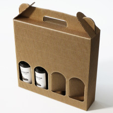 Bottle box window 295x70x286mm natural brown 4 bottles (10-pack)