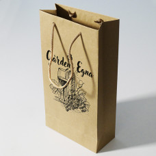 Luxury bottle bag with your own print 200x90x380mm natural brown (100-pack)