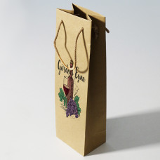 Bottle bag luxury with your own print 120x90x400mm natural brown (100-pack)