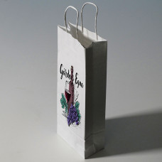 Bottle bag with custom print, twisted handles 150x80x395 mm white (100-pack)