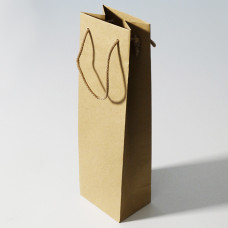 Bottle bag luxury with colored handle 120x90x400mm natural brown (25-pack)