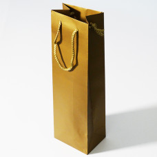 Bottle bag luxury with colored handle 120x90x390mm gold (12-pack)