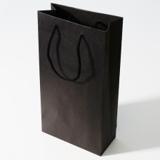 Bottle bag luxury with colored handle 200x90x380mm black (25-pack)