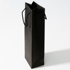 Bottle bag luxury with colored handle 120x90x400mm black (25-pack)