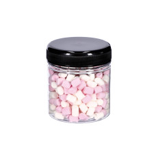 Plastic can round with black lid Ø63x70 mm 150ml, 20-pack