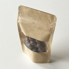 Standup pouches brown kraft window 160x80x270 mm 50-pack